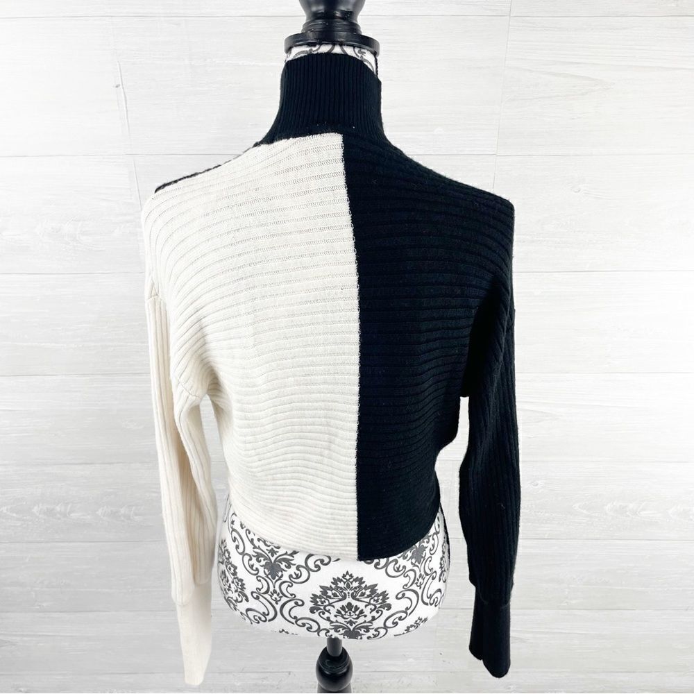 Express Color Block Wrap Front Mock Neck Crop Swe… - image 8